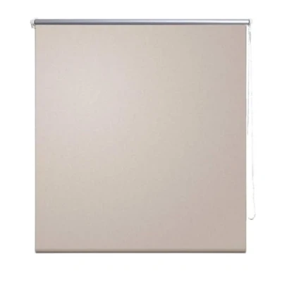 Image of vidaXL Beige Roller Blind 140x230 cm 100% Polyester, Blackout and Thermal Insulated, Easy to Install with Pull Chain Control, Suitable for any Room