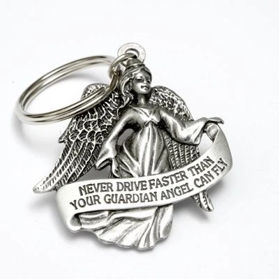 Image of Guardian Angel Key Ring Never Drive Faster Than Your Can Fly