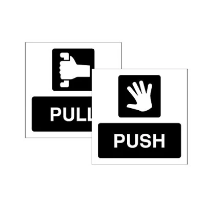 Image of Push/Pull Double sided self adhesive window sticker 150x150mm
