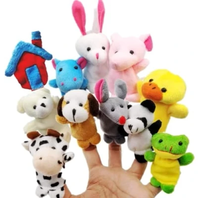 Image of JZK 11 animal finger puppet set small plush toy hand for children kids party favours birthday bag fillers