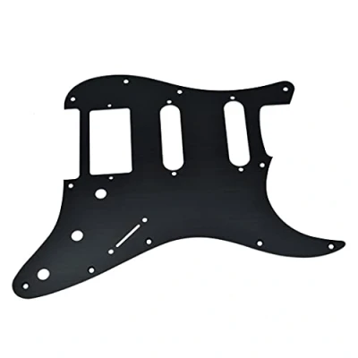 Image of KAISH 11 Hole Metal Aluminum Anodized Modern Style ST/Strat HSS Pickguard Guitar Pick Guard Scratch Plate for USA/Mexico Stratocaster/Strat Black