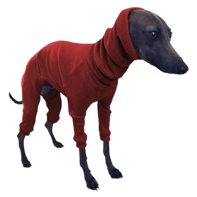 Image of Greyhound Sweater for Dogs, Cotton Pajamas Four Legged Clothes Hooded Whippet Stretchable Warm Dog Coat L,