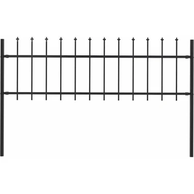 Image of vidaXL Garden Fence with Spear Top Steel 1.8 m Black