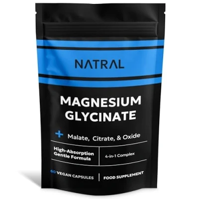 Image of Magnesium Glycinate 4 in 1 Complex with Bisglycinate, Citrate, Malate, and Zinc Superior Absorption 250mg Total Elemental 60 Vegan Capsules for Sleep &amp; Muscle Function