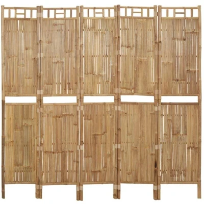 Image of vidaXL 5 Panel Room Divider Bamboo 200x180 cm