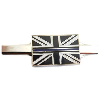 Image of Thin Blue Line Tie Clip Police Force Remembrance Subdued Union Jack