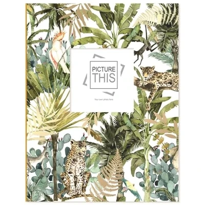 Image of 6&quot; x 4&quot; Photo Album Memo Slip in Scrabook Family Holiday Wedding Photograph Holds 200 Photos (Jungle Design)