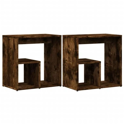 Image of vidaXL Side Tables 2 pcs Smoked Oak 50x30x50 cm Engineered Wood