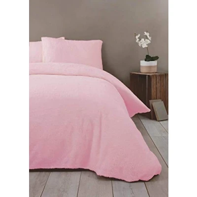 Image of Rapport Home Teddy Fleece Duvet Set, Polyester, Pink, King
