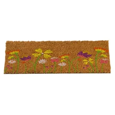 Image of HomeZone flowers Coir Matting for Entrances Tough Bristles Doorway Entrance Mat Strips PVC backing Doormats (53x23cm)