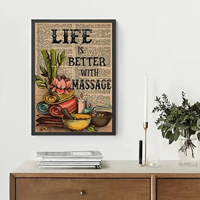 Image of Buywell Massage Therapist Life Is Better With Poster, Room Therapy Spa Decor Poster Wall Art Tin Sign Metal 8X12 Inches