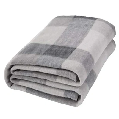 Image of Dreamscene Winter Check Fleece Blanket Super Soft Warm Cosy Sofa Bed Picnic Garden Throw Over, Plaid Tartan Grey White 120 x 150cm