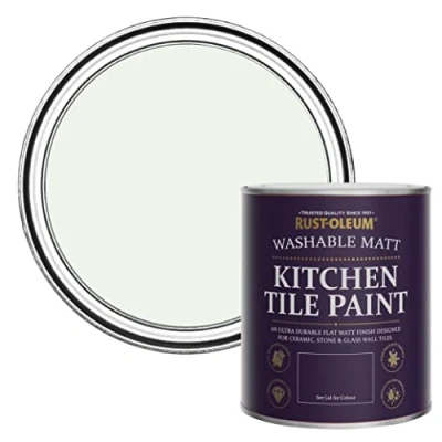 Image of Rust Oleum Off White water resistant Kitchen Tile Paint in Matt Finish Steamed Milk 750ml