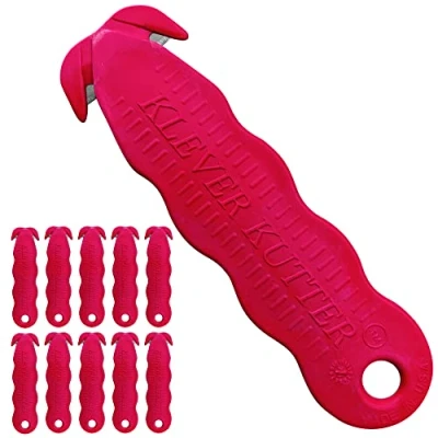 Image of Klever Kutter Red, Unique Double Hook Design Disposable Safety Cutter Pack of 10