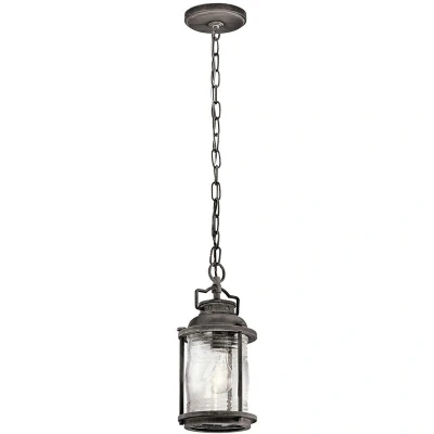 Image of Ashland Bay 1 Light Small Outdoor Ceiling Chain Lantern Zinc IP44, E27
