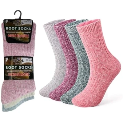 Image of OnlyBee 3 Pairs of Womens Non Elastic Wool Blend Thermal Diabetic Boot Socks Thick Warm 4 8
