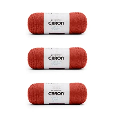 Image of Caron Simply Soft Persimmon Yarn 3 Pack of 170g/6oz Acrylic 4 Medium (Worsted) 315 Yards Knitting/Crochet