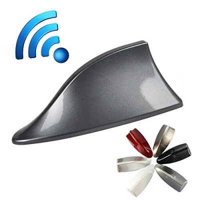 Image of Universal Vehicles FM Signal Fin Aerials Cover Car Top Roof Radio Shark Antenna Cover, Aerial with Adhesive Base Waterproof (Grey)