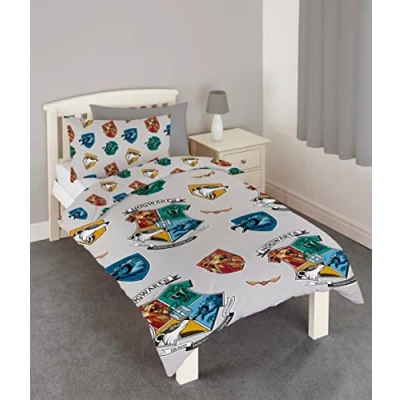 Image of Harry Potter Gryffindor Ravenclaw Hufflepuff and Slytherin Reversible Duvet Cover Set Bedding Bed