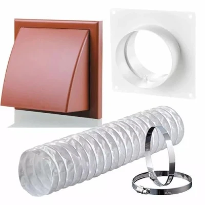 Image of 125mm Tumble Dryer Cooker Hood Extractor Fan Wall Duct Kit with Cowled External Shutter Vent 5 inch Terracotta