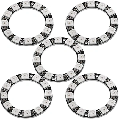 Image of AZDelivery 5 x LED Ring 12 Bit RGB 38mm WS2812 5050 5V Development Board Compatible with Arduino Including eBook