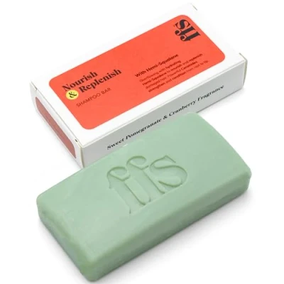 Image of Nourish &amp; Replenish Solid Shampoo Bar Cruelty Free, Vegan Sulphate Free Hair w/Ceramides, Hemi Squalane, Yuzu Rice Bran for Damaged FFS Beauty w/Cranberry Pomegranate