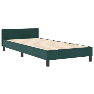 Image of vidaXL Bed Frame Dark Green 90x200 cm Velvet