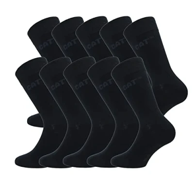 Image of Caterpillar Business Socks 10 Pairs Height Under Knee Cotton (Black, 9 11)