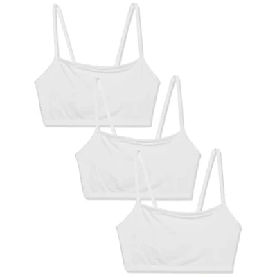 Image of Fruit of the Loom Women&#039;s Cotton Pullover Sport Bra (Pack 3), White/White/White, 32
