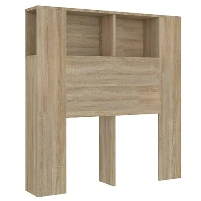 Image of vidaXL Headboard Cabinet Sonoma Oak Engineered Wood Contemporary Bedroom Furniture With Compartment Storage