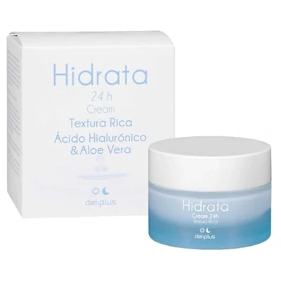 Image of Rich Texture Hydrates Facial Cream 50 ml. with Hyaluronic Acid and Aloe Vera for all skin types. Deliplus