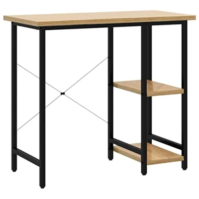 Image of vidaXL Computer Desk in Black and Light Oak Spacious, Durable, Stylish Perfect for Home Office Use