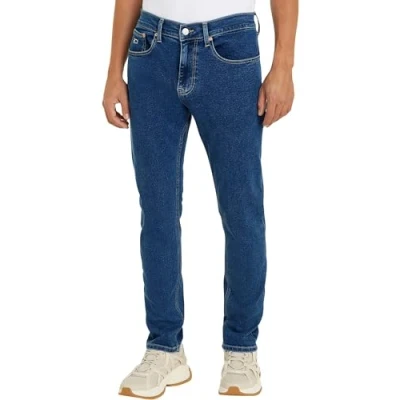 Image of Tommy Jeans Men&#039;s Austin Slim Tprd Ah4230 Pants, Denim Medium, 32W / 34L
