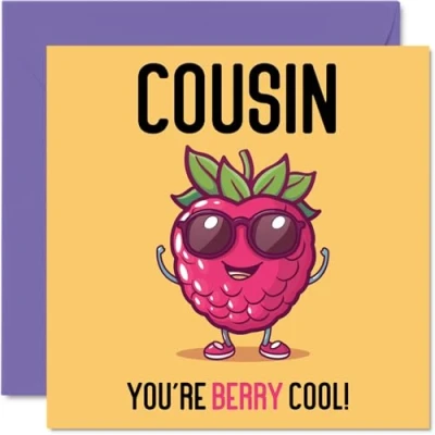 Image of Birthday Cards for Cousin Berry Cool Funny Happy Card from Family Relative, Gifts, 145mm x Joke Greeting Women Men