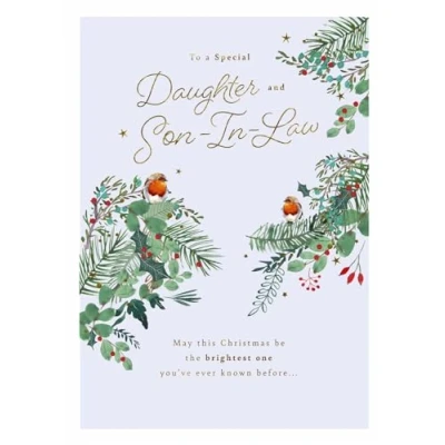 Image of Cards Hallmark Christmas for Daughter and Son In Law, Festive Floral Design