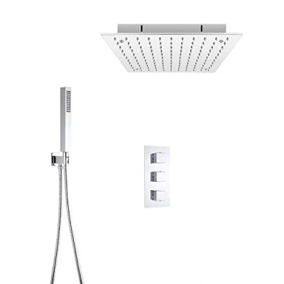Image of Milano Arvo Modern Thermostatic Mixer Valve Ceiling Mounted Recessed Head Hand Shower Chrome