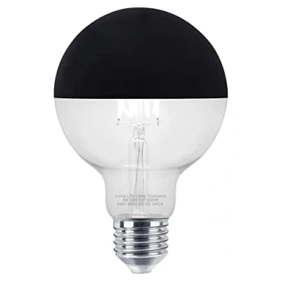 Image of Long Life Lamp Company 4w LED Crown Silver Light Bulb Black Top Matte E27 Cool White 6500k