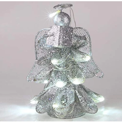 Image of Christmas Concepts® 8 Inch Stunning Metal Mesh Tree Top Angel With White LED Lights