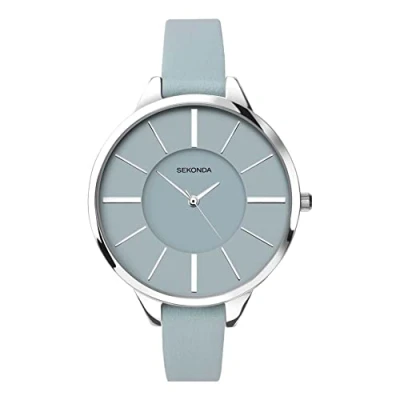 Image of Sekonda Editions Ladies Watch with Baby Blue Dial and Leather Strap 2979