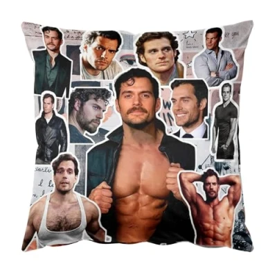 Image of Henry Cavill Photo Collage Square Throw Pillow Case Cushion Cover Pillowcase