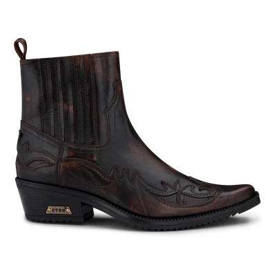 Image of Infinity Leather Mens Black/Brown Winklepicker Cowboy Ankle Boots Size EU 45