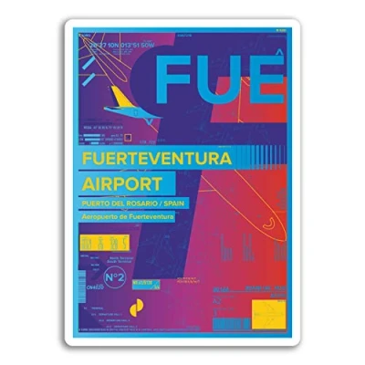 Image of 2 x 10cm FUE Fuerteventura Airport Vinyl Stickers Spain Travel Sticker #17391 (10cm Tall)