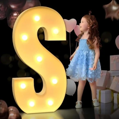 Image of 100cm/3FT Light Up Letter S, Marquee Letters, Mosaic Giant Anniversary Party Decorations, Birthday Wedding DIY Decor
