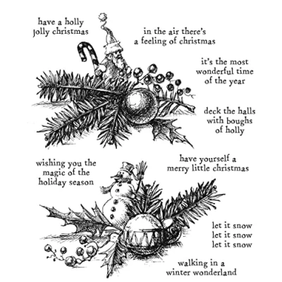Image of Stampers Anonymous Tim Holtz Cling Stamps 7&#039;&#039;X8.5&#039;&#039; Cozy Christmas CMS444