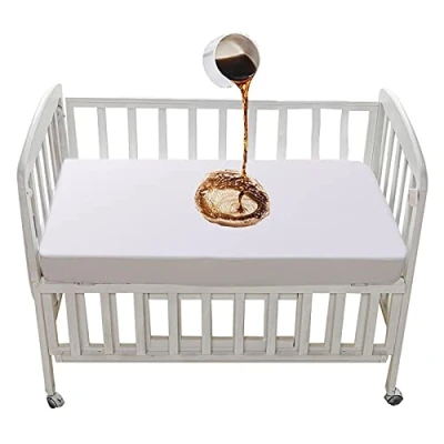 Image of ESFOTO Cot Fitted Sheets 140 x 70cm Mattress Protector 70 cm Waterproof Toddler Baby Bed Cover Soft for Breathable Washable (70x140cm)