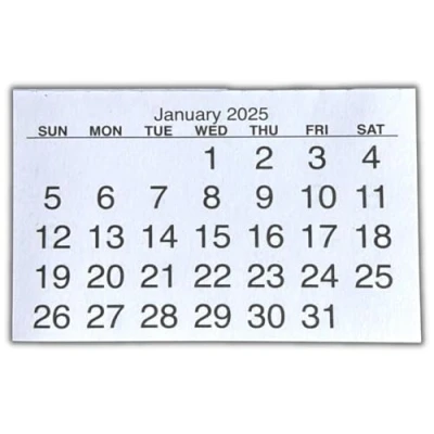 Image of 2025 5x Mini Calendar Tabs Insert White Tear Off Pads Month to View