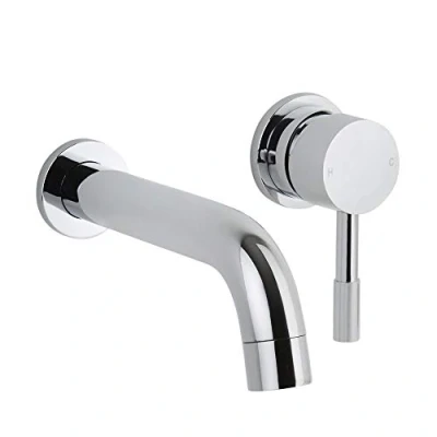 Image of Milano Mirage Modern Wall Mounted Bathroom Basin Mixer Tap Lever Handle Chrome