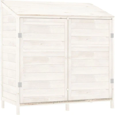 Image of vidaXL Solid Fir Wood Garden Shed Outdoor Storage with Ample Space White, 102x52x112 cm