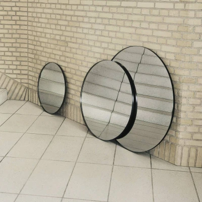 Image of AYTM Circum mirror, clear / black, Ø 50 cm, glass, MDF wood