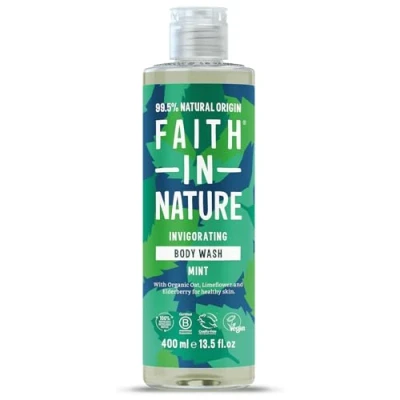 Image of Faith In Nature Natural Mint Body Wash, Invigorating Shower Gel, Vegan &amp; Cruelty Free, No SLS or Parabens, 400m